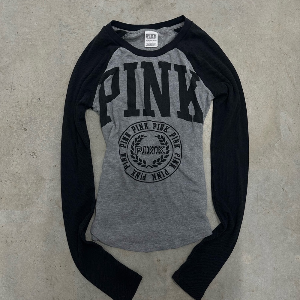 PINK Victoria's Secret Black and Gray Top